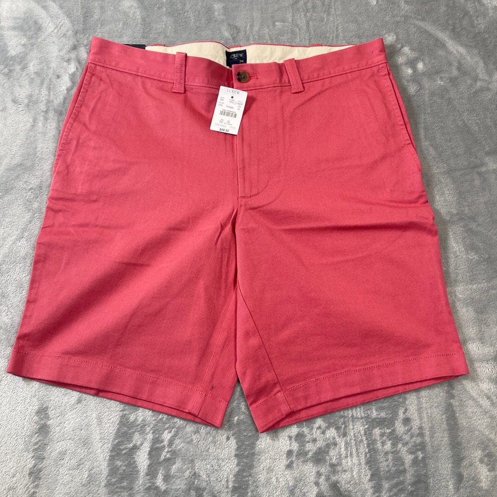 J. Crew Mens Chino Shorts Size 32 Coral‎ Red 9 Inch Inseam